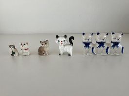 5 Stk. Katzen aus Keramik