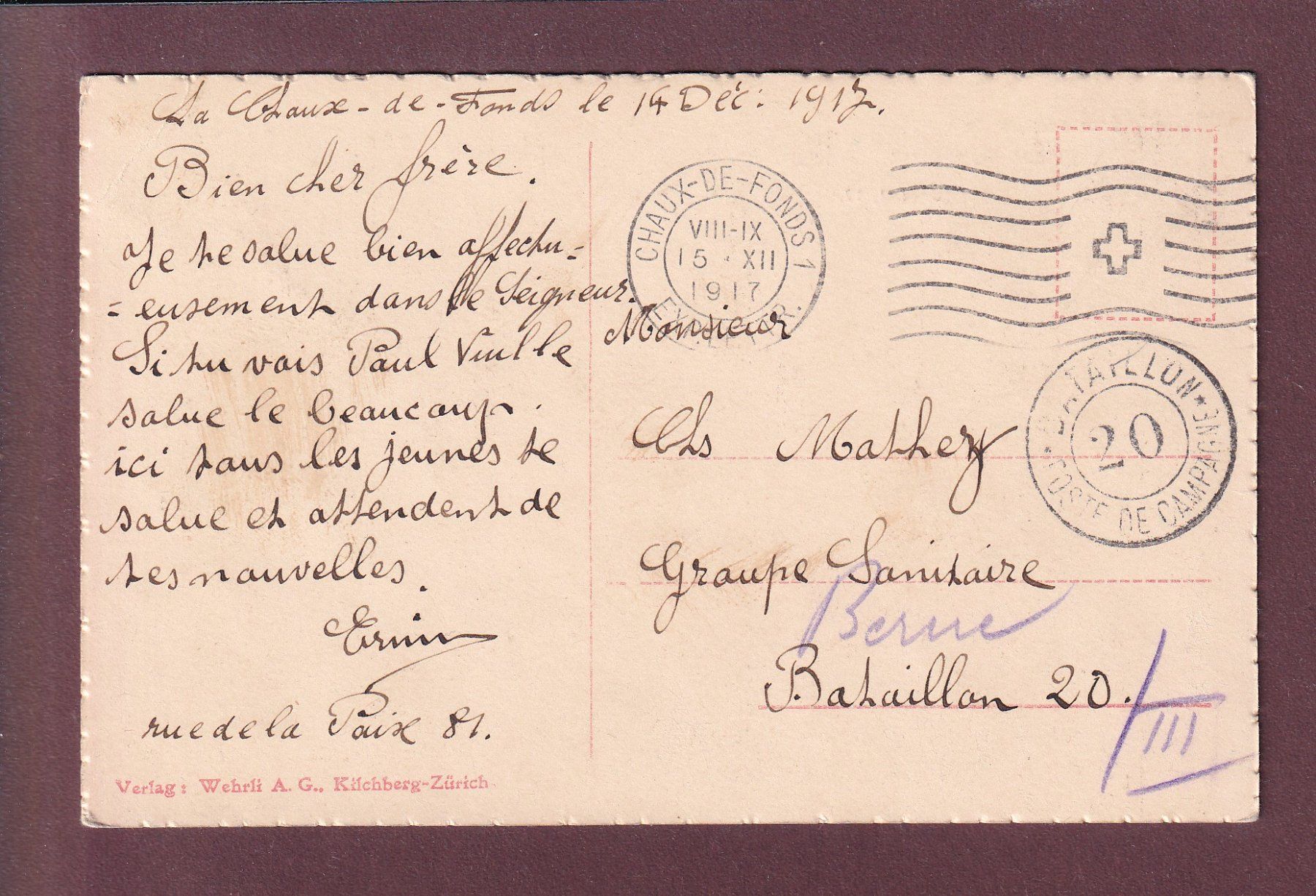 Cartoline postali: EIGER - MÖNCH - Kühe - Verset - 1917 Feldpost // Eckbug // – Usato da Pully venduto da nicecards 1