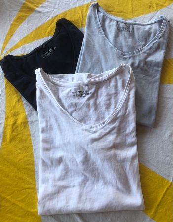 T-SHIRT-Trio, weiss, marine + hellblau