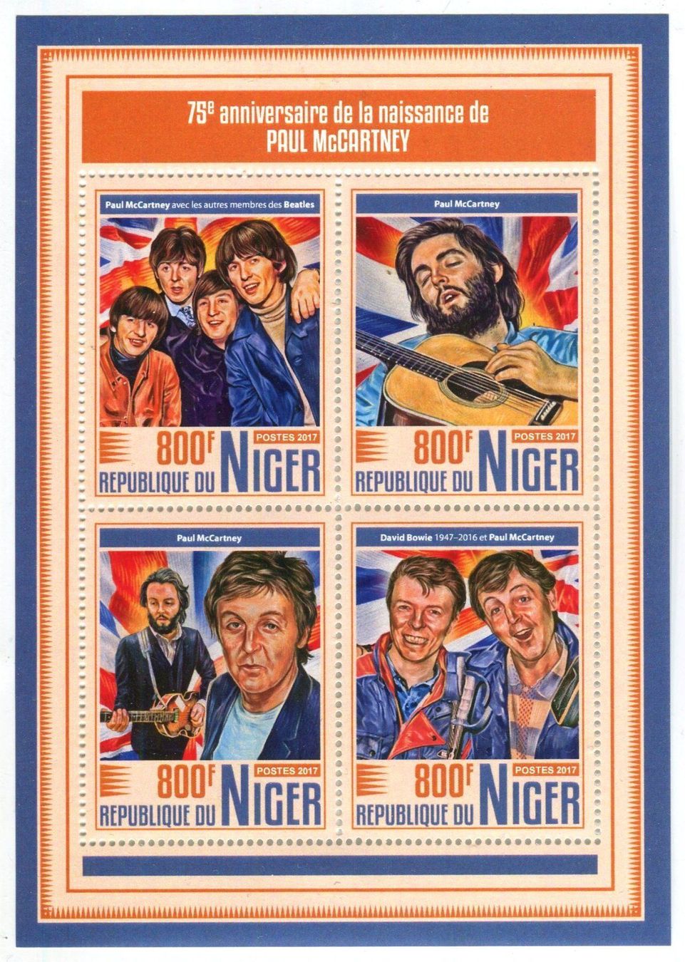 Tutti i francobolli: Block The Beatles. Paul McCartney. Niger – Nuovo e nell'imballaggio originale da Basel venduto da Butsch5