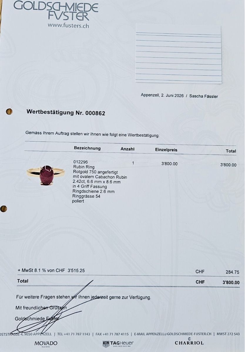 Bagues: Goldring mit Rubin – Neuf (Voir description) à Weissbad par fudeloni 3