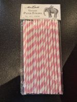 Papierstrohhalme 25Stk Rosa/Weiss