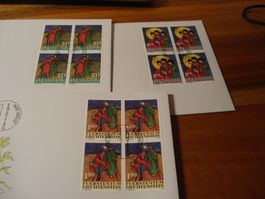 Liechtenstein 2002, Weihnacht, FDC Satz, Einzel + 4erblock