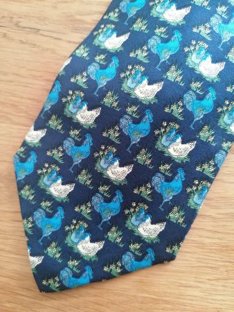 Classic House Krawatte Blaue Hühner und Hähne - Nr.296