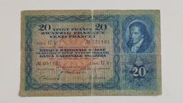 20 Franken 1944, Serie 17Y, Banknote Schweiz (WA3)