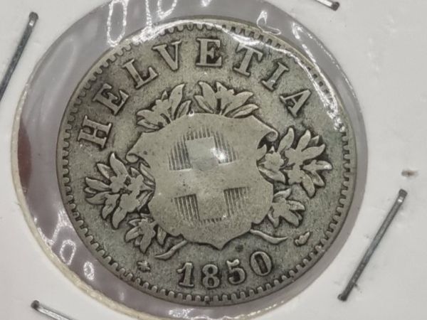 Alle Münzen: 20 rappen 1850 erste Jahr mit Wappen – Gebraucht aus Bure von chap981
