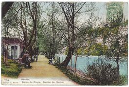 Genève.  Bords  du  Rhone.   Sentier  des  Saules   (animé)