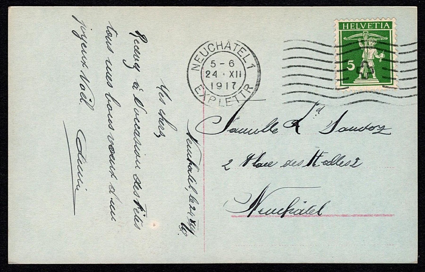 Cartoline postali: 1917_Weihnachts-Grusskarte – Usato da Thun venduto da Nissan 1