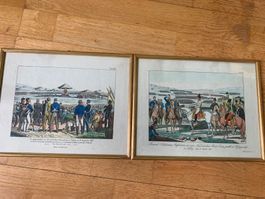 2 Stiche aus dem Jahr 1813 Schlacht bei Töplitz