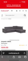 Ecksofa CORSA Stoff grau mit Bettfunktion und Stau