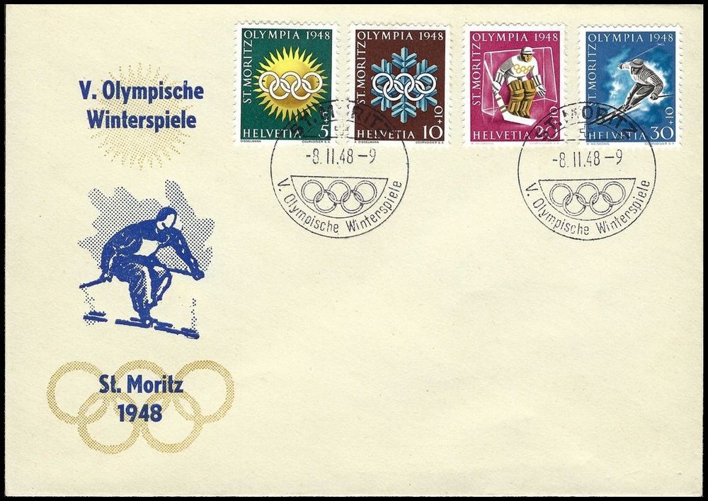 Briefe illust. Olympische Winterspiele St.Moritz 1948 o. Adr Acheter