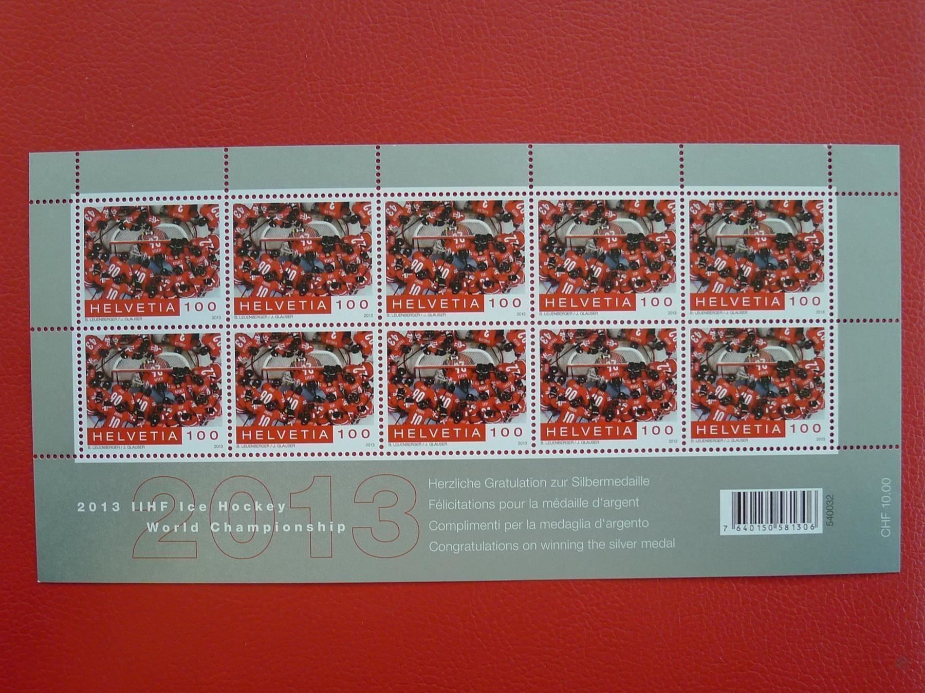 Tutti i francobolli: 2013: Nr.1470, Kleinbogen ** EISHOCKEY WM, Kat: 35.- – Usato da Sursee venduto da Luzernerraute