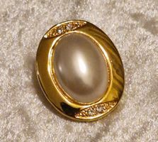 Vintage Schalclip grosse ovale Faux Perle gold Art Deco-Stil