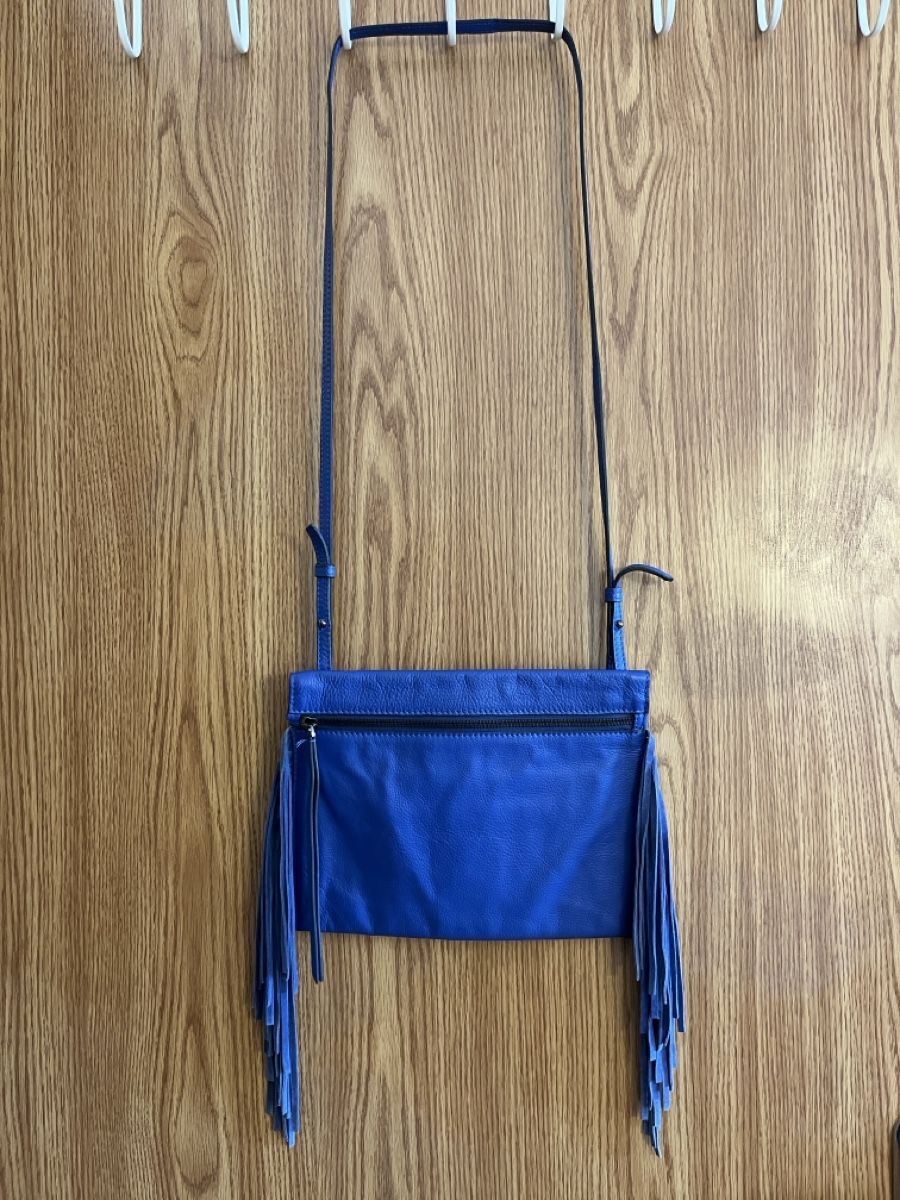Taschen für Damen: Blaue Ledertasche mit Fransen - wie neu! – Neu (gemäss Beschreibung) aus Basel von JJ.Elena 1