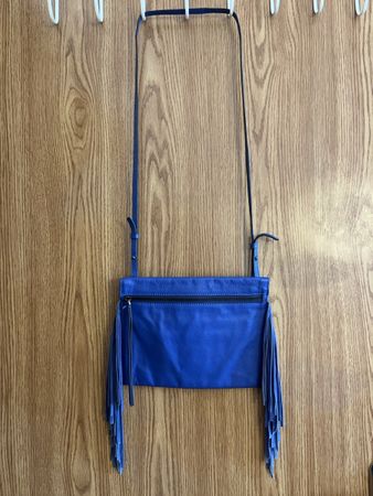 Blaue Ledertasche mit Fransen - wie neu!