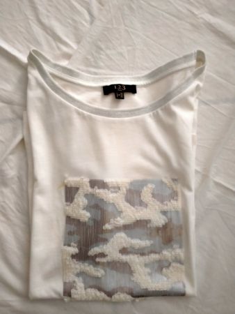 T-shirt blanc perles boutique 123