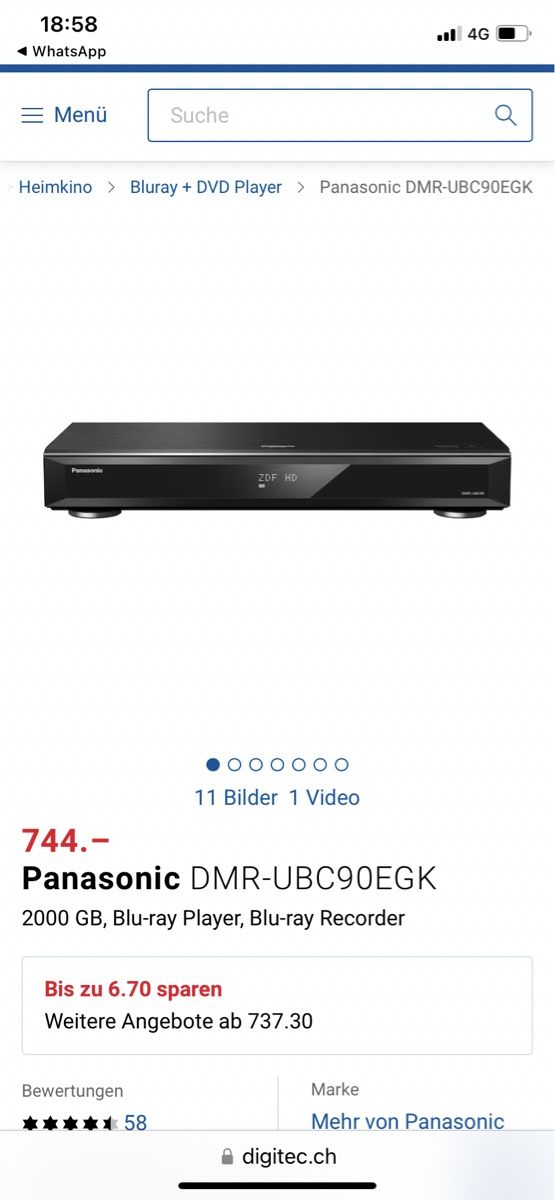 Panasonic Enregistreurs: Panasonic Blu-Ray Recorder mit Triple HD DVB-C/T2 Tuner – Neuf avec emballage d'origine à Neschwil par  5
