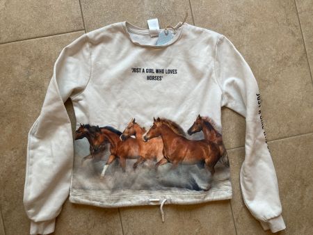 Pullover C&A Pferdemotiv weiss Grösse 152/158