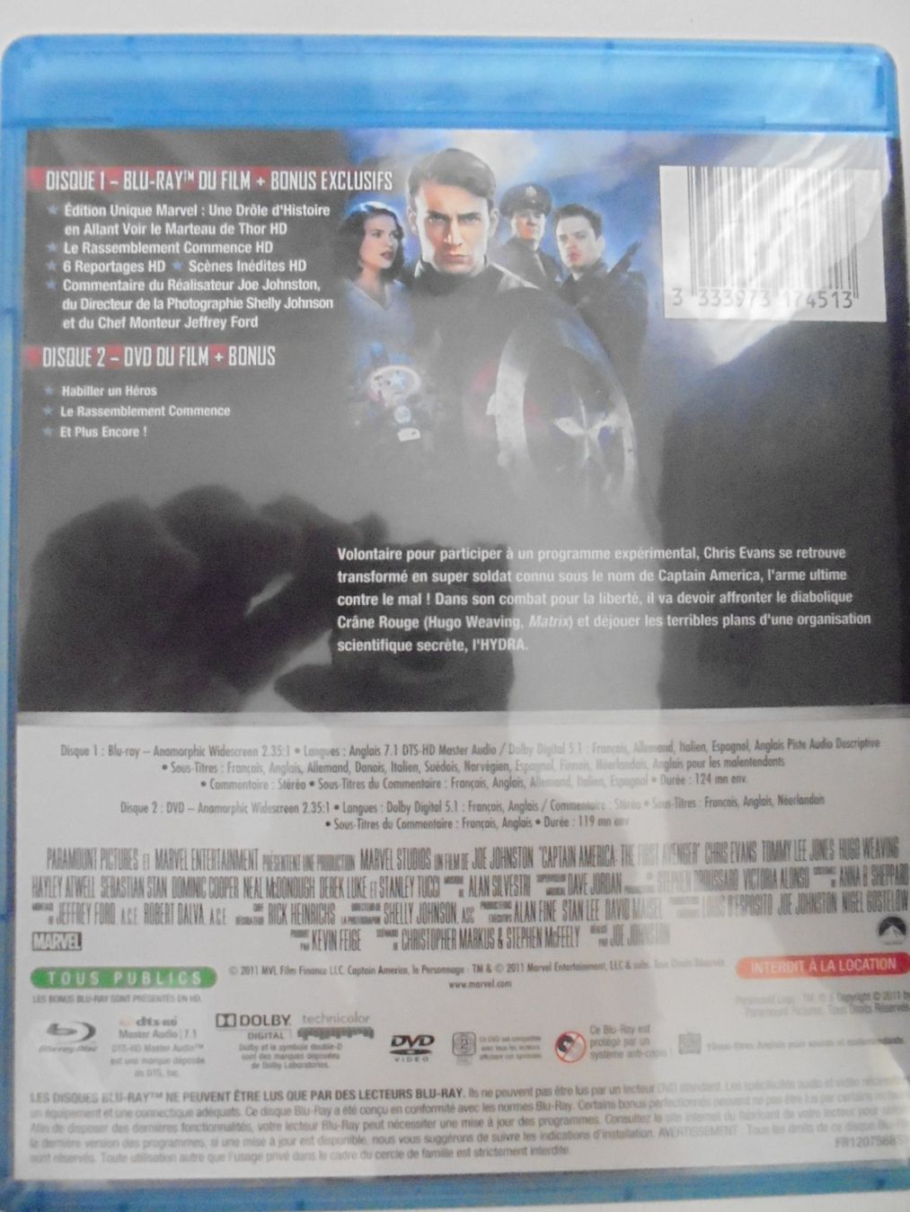 Tutti i DVDs: Captain America - first Avenger /F + E +I + D +es comme neuf – Usato da Crissier venduto da Promopost 1