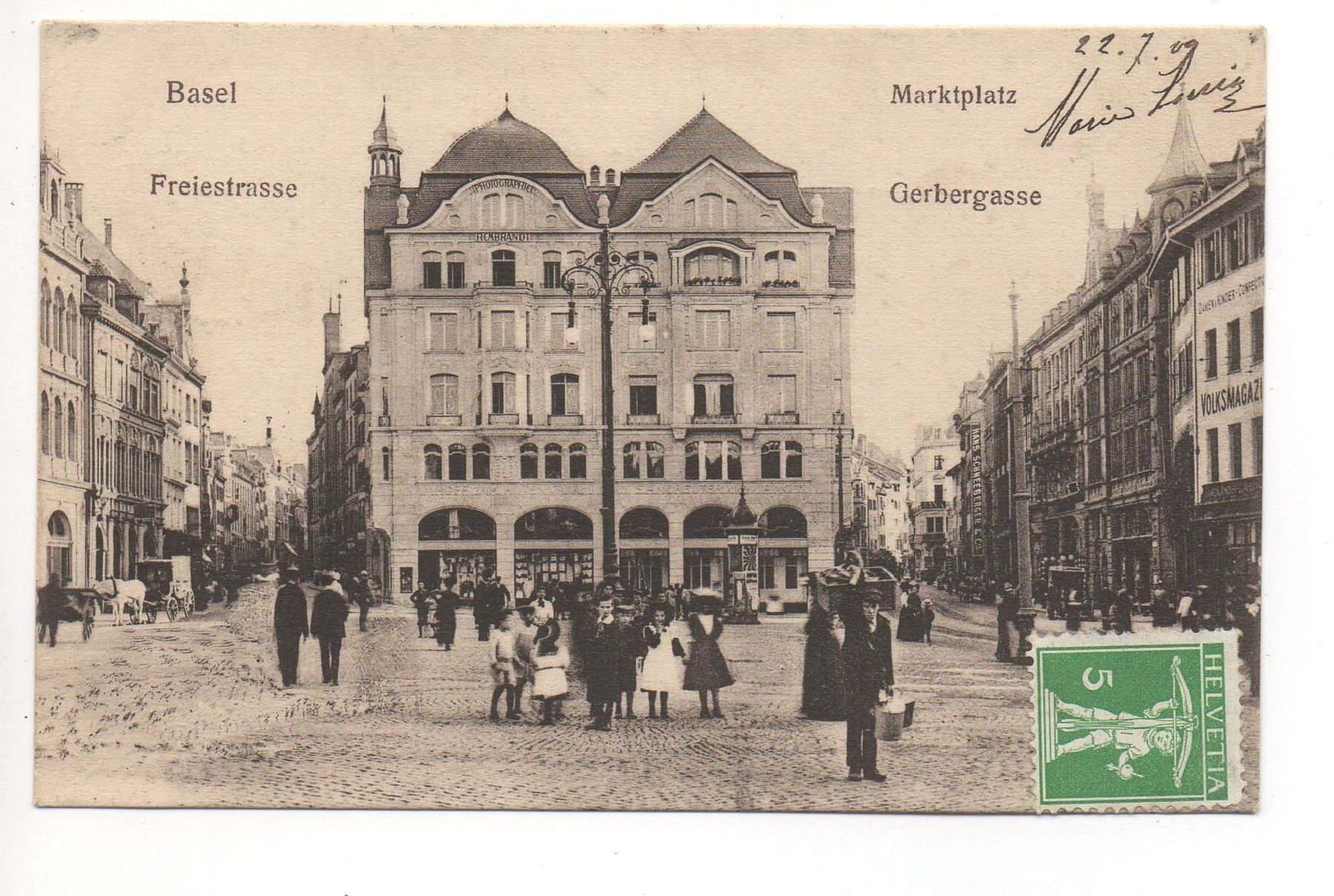 Ansichtskarten: BASEL Marktplatz Freiestrasse Gerbergasse – Gebraucht aus Jona von philajona