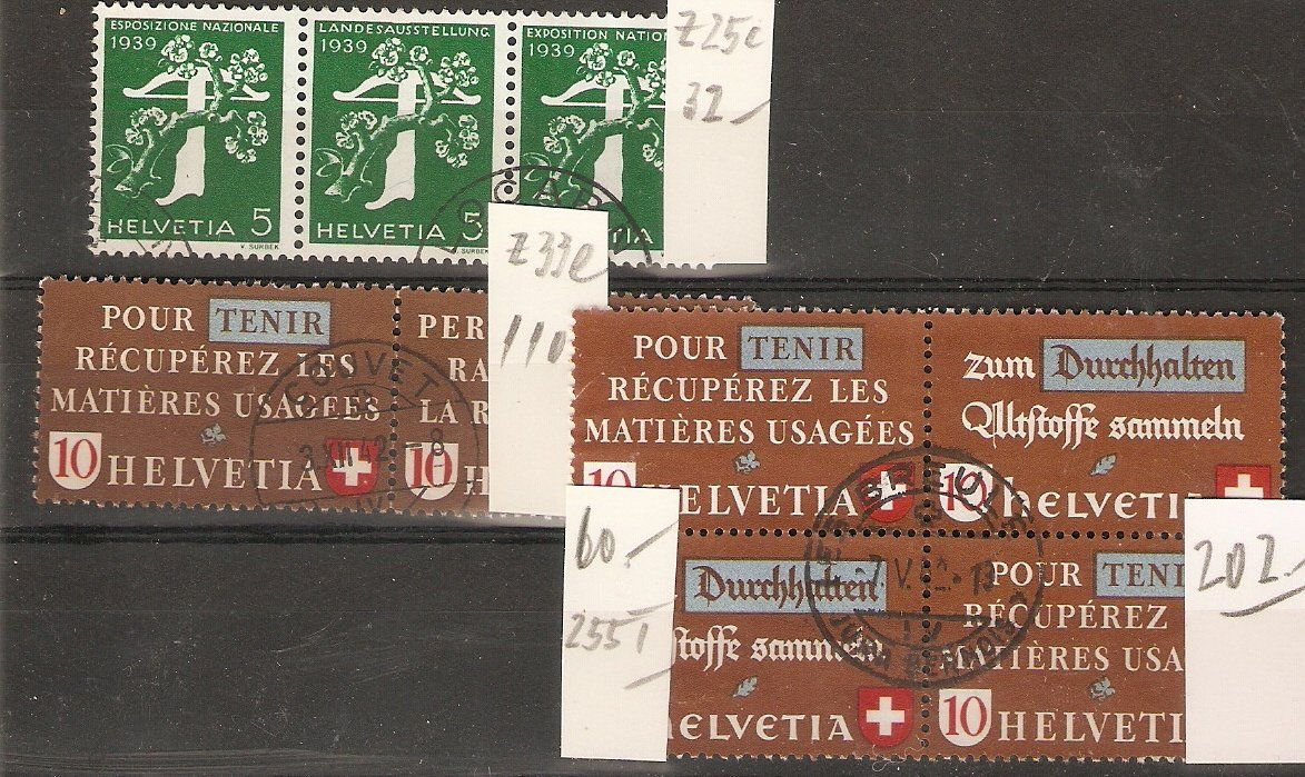 Alle Briefmarken: Z25c Z33 a-b-e – Gebraucht aus Lausanne von Whorvath