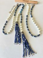 Diesel Longkette mit Quasten – Kristallglas & Lapislazuli