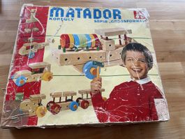 Kinder Baukasten aus Holz / Matador / Antik