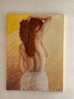 Bild Gemälde Halbakt Frau 59 x 79 cm