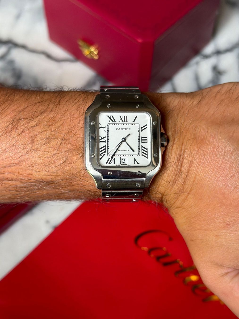 Orologi: Automatic Watch – Santos Style Large Edition – Usato da Unterterzen venduto da b.aron