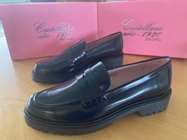 Damen Moccasin, Black, Leder, NEU, made in Spain Grösse 38