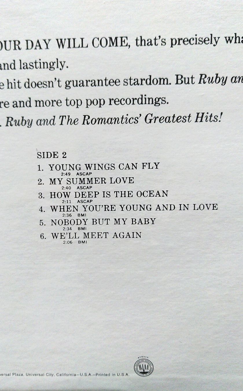 Dischi in vinile: Ruby and The Romantics greatest hits – Nuovo e nell'imballaggio originale da Lausanne venduto da Soulbrother 3