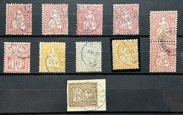 28 - 32 Lot 10 Stück blaue Stempel