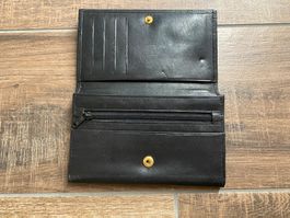 Portemonnaie schwarz blau mit mehreren Fächern