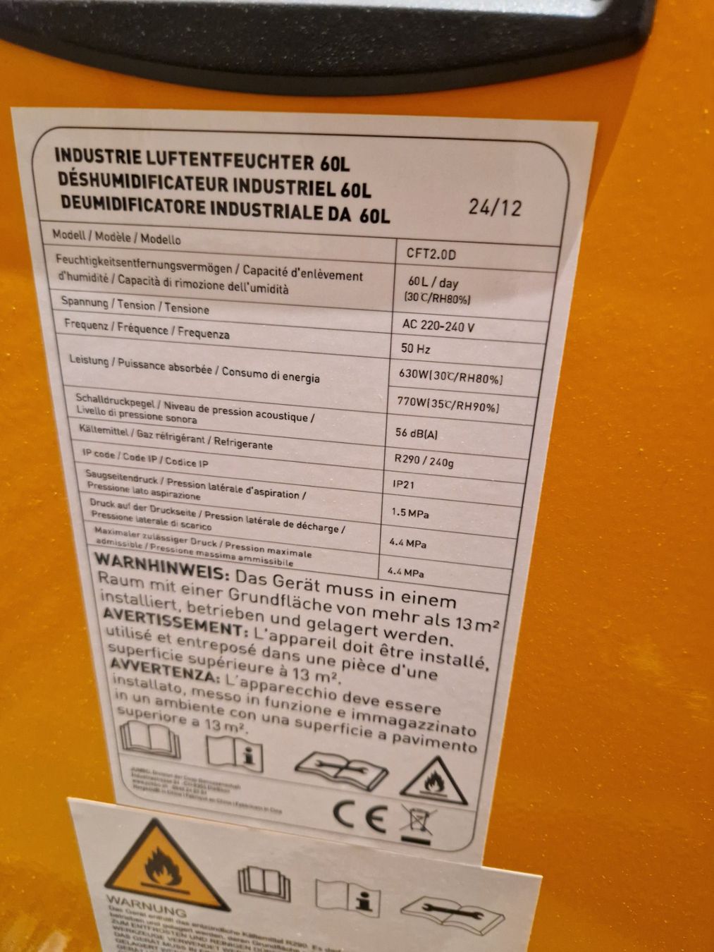 Ayce Industrie Luftentfeuchter 60L für etwa 90m2 (Neu (gemäss ...