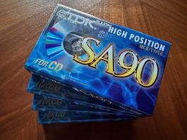 TDK SA90 High Position Kassetten, 4 Stk, Neu & OVP