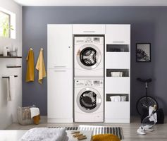 Waschmaschinenschrank Wäscheschrank - 167cm Weiss - 2 Geräte