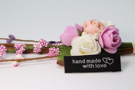 Label "Hand made with love" schwarz (1 Stück)