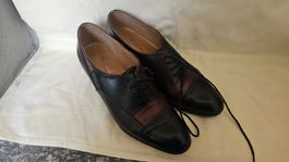 Scarpe con tacco n.38 in pelle nera e marrone