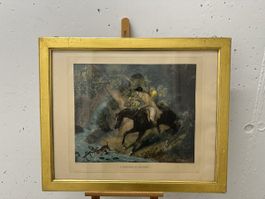 Originale antike Gravure "Chasseur Egaré" Stich