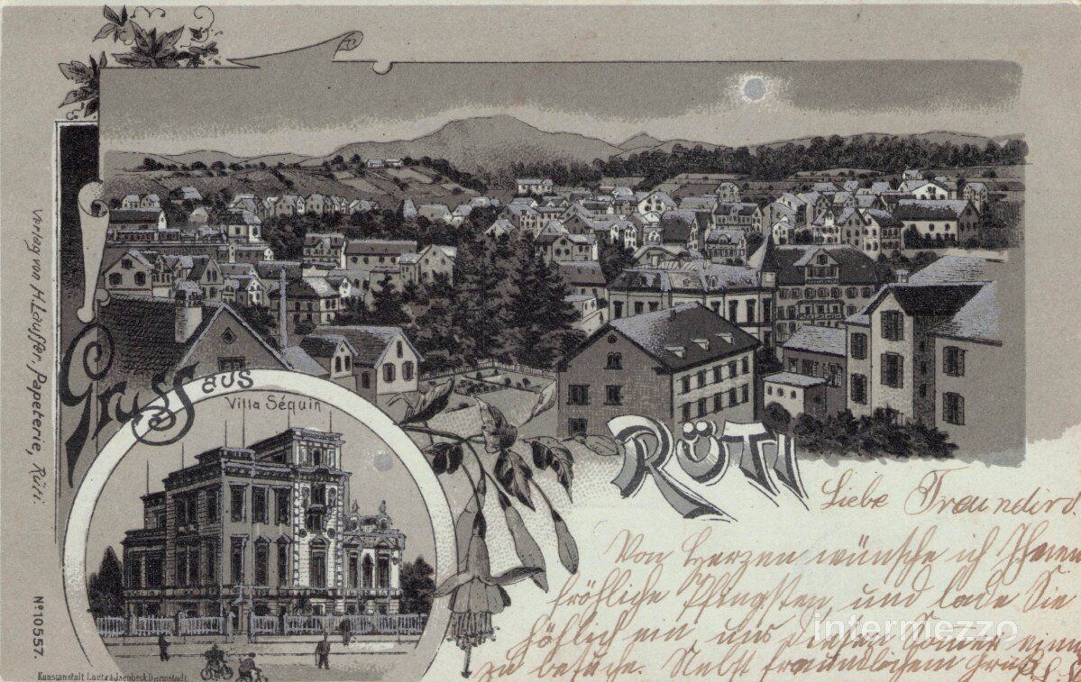 Ansichtskarten: Rüti ZH // 1900 Litho Villa Séquin // Sommer – Gebraucht aus Basel von intermezzo12