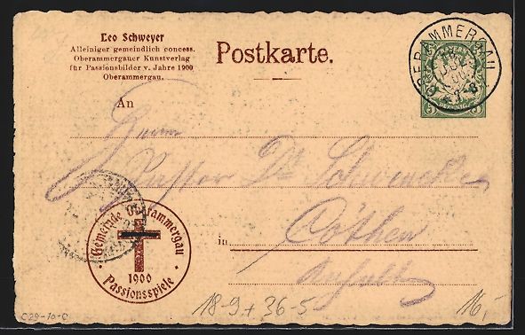 Cancelleria postale: Oberammergau, Passionsspiele 1900, Chris – Usato da Berlin venduto da bartko-reher 1