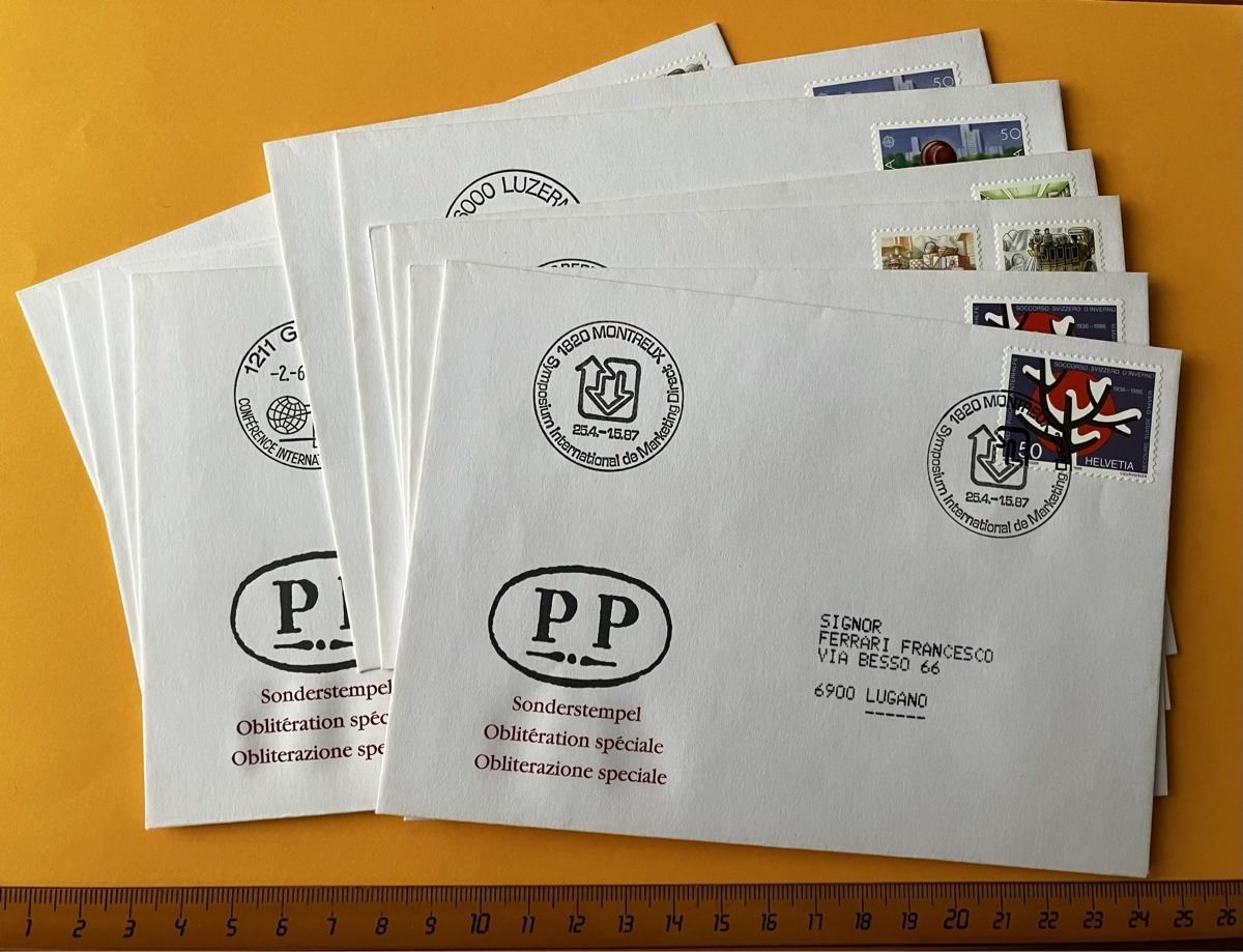 Alle Briefmarken: 10x Sonderbriefe 1987 Sonderstempel – Gebraucht aus Aarau von luck123