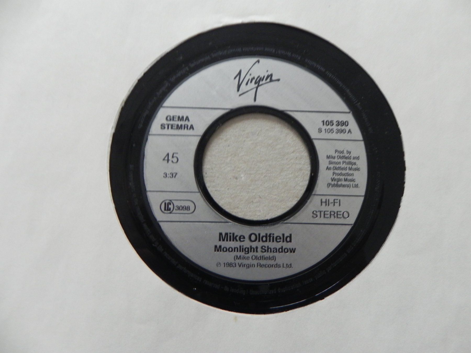 Dischi in vinile: Single 7 " Engl Rock  Pop Mike Oldfied 1983 Moonlight Shadow – Usato da Siebnen venduto da krimsie 2