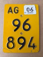 Velonummer AG 06 gelb Mofanummer Mofaschild Plaque Mofa