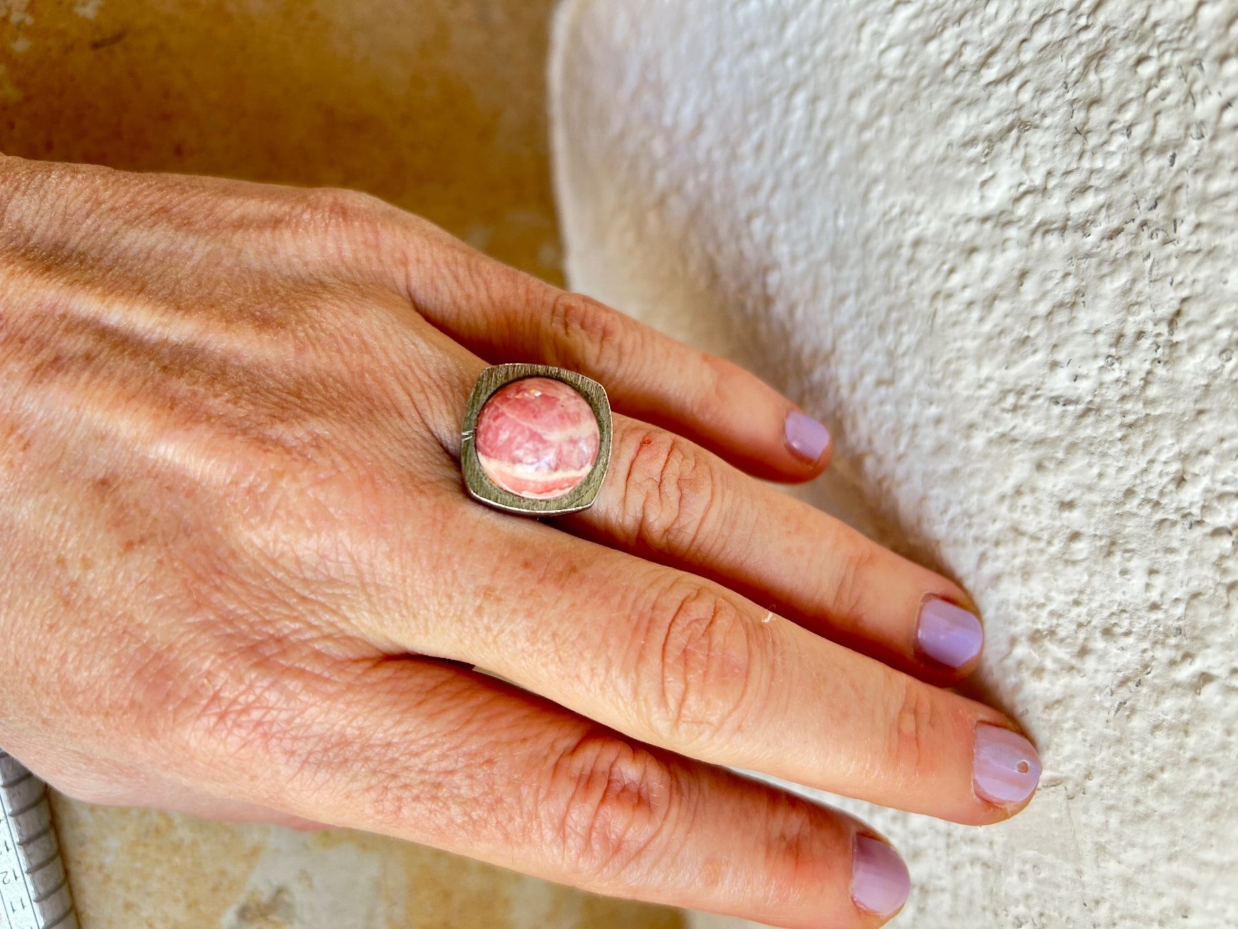 Anelli: Silberring mit Rhodonit Stein, Vintage (55) – Usato da Dittingen venduto da Bellevista 6