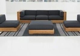 Sofa Lounge Couch Teakholz Loungesofa Gartensofa Outdoorsofa