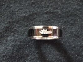 Ring Edelstahl Drache schwarz drehbar