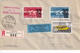 R-Flugpost-Brief 1.Autom.postbureau (Bern-Gurnigel) 1937