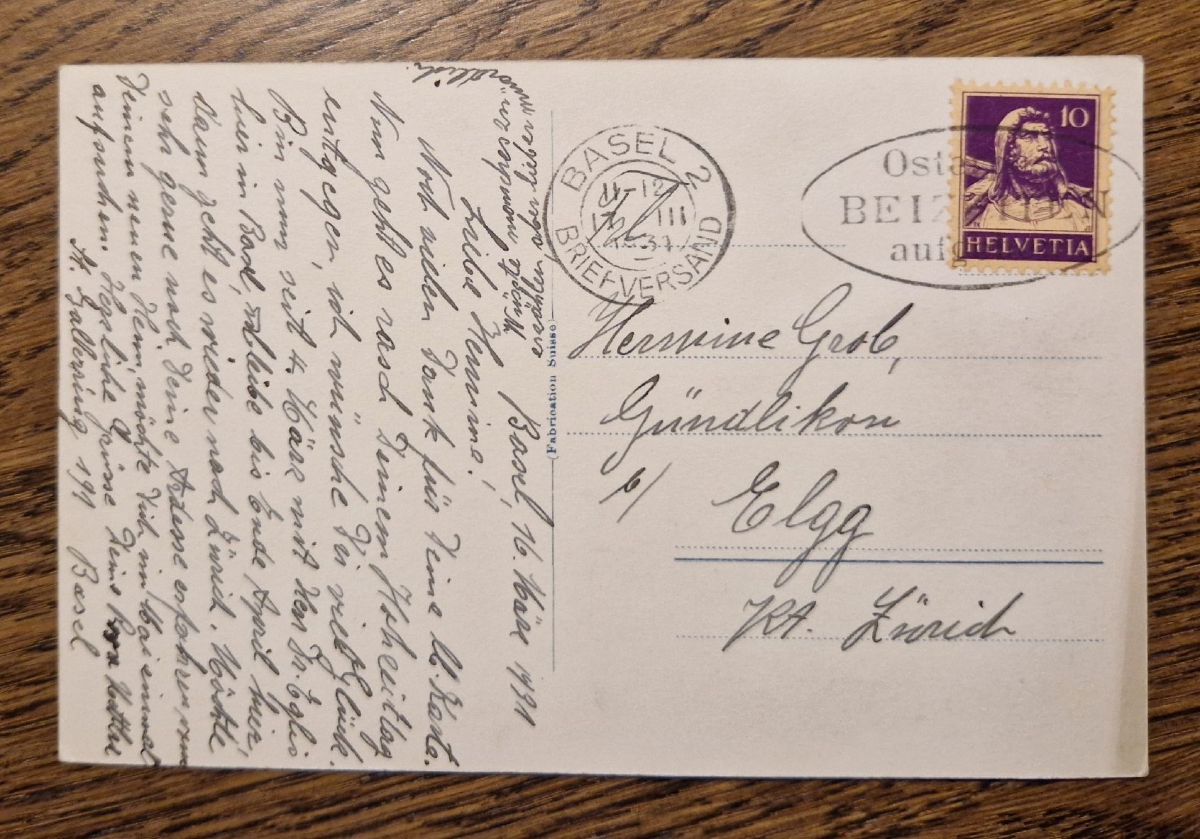 Cartoline postali: Basel Münster mit Pfalz 1931 – Usato da Ebikon venduto da Donar50 1
