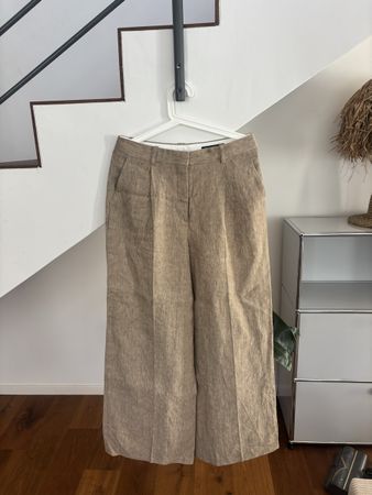 Damen Hosen Leinen Beige